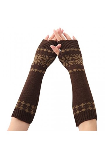 Moufles pour femme par temps froid - Hiver - Chauffe-poignet - Chauffe-poignet - Pour avant-bras - Flocon de neige - En jacqu