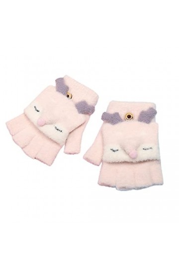 Moufles pour femmes par temps froid chauffants hiver enfants gants demi-doigts flip flip écriture tricot petits gants chauds 