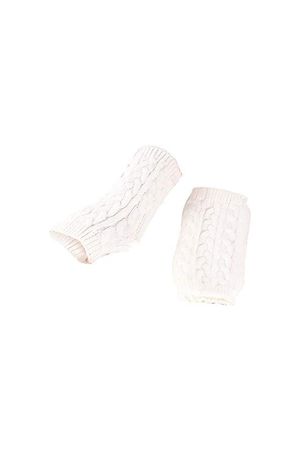 FGUUTYM Costume chaud pour femme - Gants sans doigts au crochet - Ouverture pour le pouce - Moufles - Noir - Smartphone, Blan