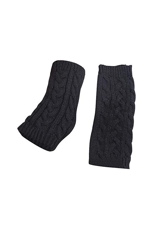 FGUUTYM Costume chaud pour femme - Gants sans doigts au crochet - Ouverture pour le pouce - Moufles - Noir - Smartphone, Blan