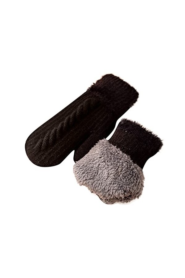 UnoSheng Moufles dhiver en tricot pour femme avec doublure en imitation flocon de neige, Noir , taille unique