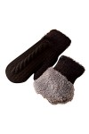 UnoSheng Moufles dhiver en tricot pour femme avec doublure en imitation flocon de neige, Noir , taille unique
