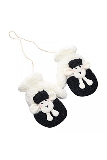 LOIJMK Moufles dhiver en tricot pour femme avec doublure imitation flocon de neige, Noir , taille unique