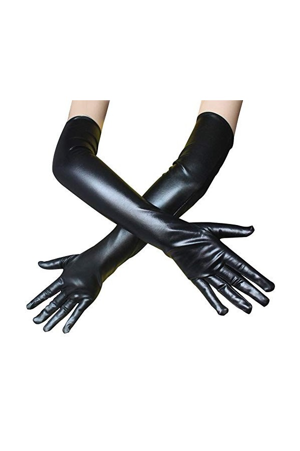 JIHUOO Femmes Sexy Gants en Cuir PU Gants Dopéra dhiver Gants de Robe de Soirée Club Party Costumes Rouge