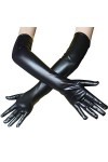 JIHUOO Femmes Sexy Gants en Cuir PU Gants Dopéra dhiver Gants de Robe de Soirée Club Party Costumes Rouge