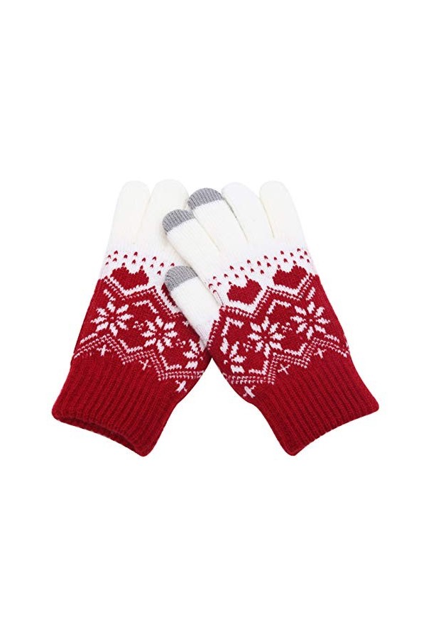 Allbestop Gants Chauds Gants en Tricot,sous Gants Thermique Femme Mitaines+Femme Moufles Ski Femme Gants Tactiles Attache Gan