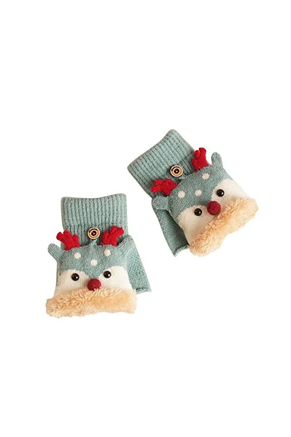 ene Gants Hiver Plus Moufles Tricotées Gant Mignon Chaud Décontracté Multifonction Velours Flip Noël Motif sans Doigts Gants 