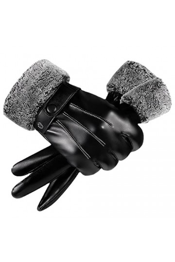 Moufles pour femme par temps froid chauffé pour lhiver et homme en cuir PU Gants moufles imperméables thermiques chauds pour