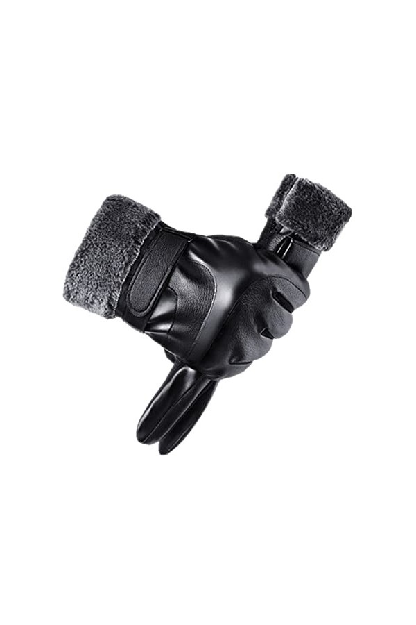 HANXIULIN Gants dhiver tricotés pour femme Moufles chaudes pour écran tactile avec doublure en polaire Gants tricotés avec p