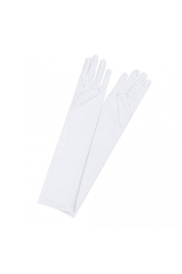 Qixiu Moufles Noir 55,8 cm Sexy Satin Blanc Long Doigt Fête Gants Femme Gants en Cuir Noir, Noir, blanc., taille unique
