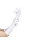 Qixiu Moufles Noir 55,8 cm Sexy Satin Blanc Long Doigt Fête Gants Femme Gants en Cuir Noir, Noir, blanc., taille unique