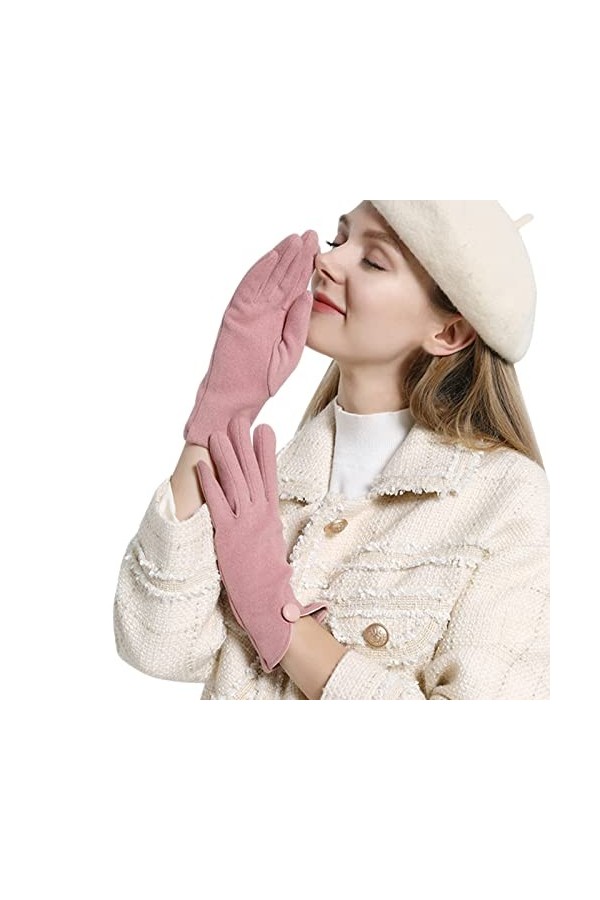 IKFIVQD Gants moufles pour femme - Gants chauds pour écran tactile - Gants déquitation à cheveux épais f-kaki, taille uniqu