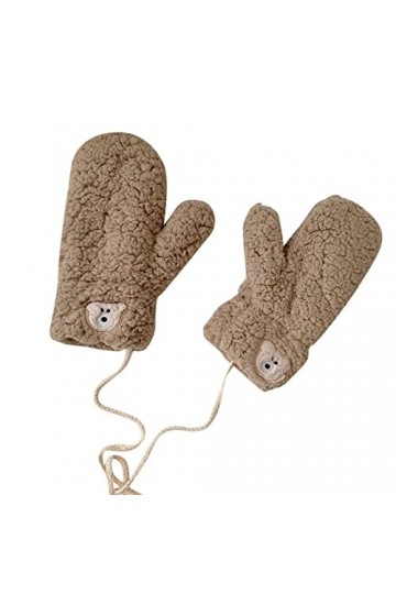 Gants pour temps froid 3D Cute Bear Gants dhiver à double couche pour femme Moufles en corde tressée épaisse en peluche ther