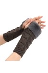 Mitaines sans doigts pour femme avec trou pour le pouce Moufles à manches longues Gants unisexes chauds doux longs pour fille