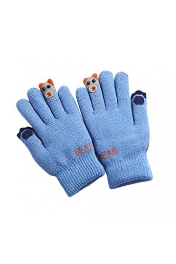 Dinnesis Gants en tissu noir femmes dessin animé hiver gants de ski chauds garçons doigts polaires tricotés pleins gants bébé