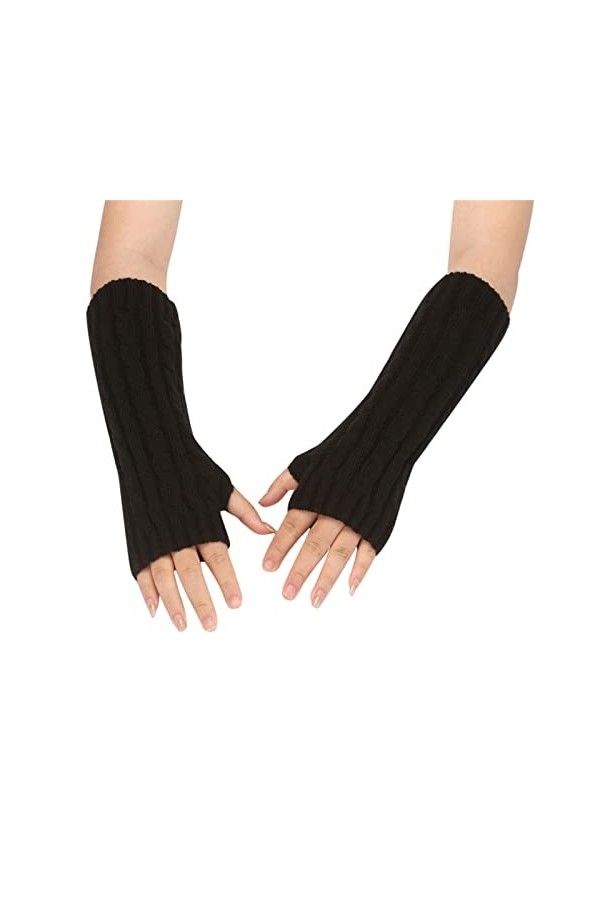 NIUREDLTD Mitaines Mitaines Poignet Gants Tricot Manches pour Femmes Hiver Chaud Unisexe pour Moufles Taille Unique, Noir , t