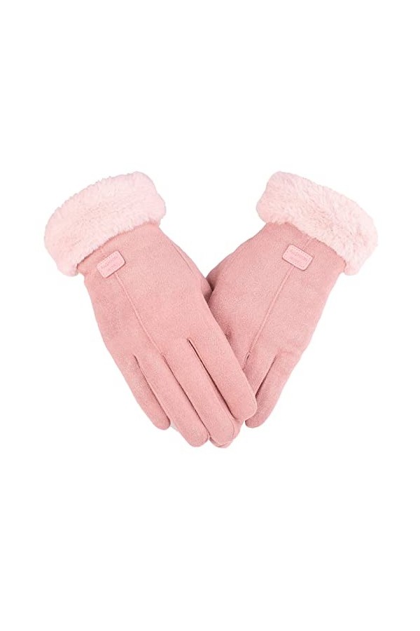 Caxndycing Gants dhiver chauds pour femme avec polaire thermique - Gants dhiver doublés super doux - Coupe-vent - Moufles d