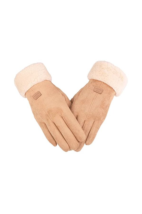 Caxndycing Gants dhiver chauds pour femme avec polaire thermique - Gants dhiver doublés super doux - Coupe-vent - Moufles d