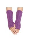 Gants sans doigts Hiver Mitaines Mitaines Tricotées Manches pour Femmes Hiver Chaud Unisexe pour Moufles Taille Unique, lilas