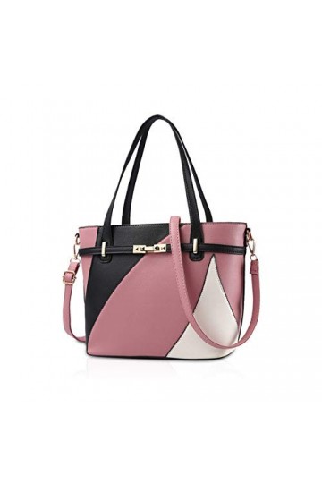 NICOLE & DORIS Sac à Main Femme Sac Bandoulière Femme Cabas Sacs portés épaule PU Cuir avec bandoulière Ajustable Rose