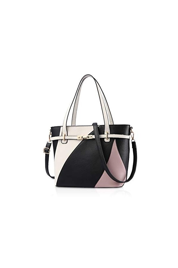 NICOLE & DORIS Sac à Main Femme Sac Bandoulière Femme Cabas Sacs portés épaule PU Cuir avec bandoulière Ajustable Rose