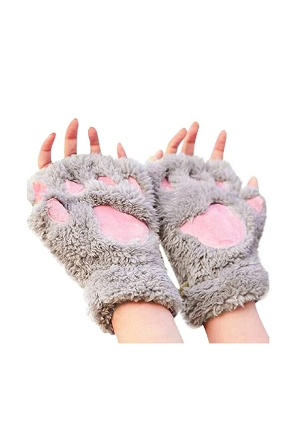 Mitaines Mitaines Mitaines Femme Fille Peluche Demi-Gants Épais Chaud Gants Gants Gants Gants Gants Gants Gants Gants Gants A