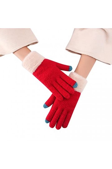 Gants moufles pour femmes par temps froid automne et hiver décontracté simple couleur unie tricot bord laine gants gants gant