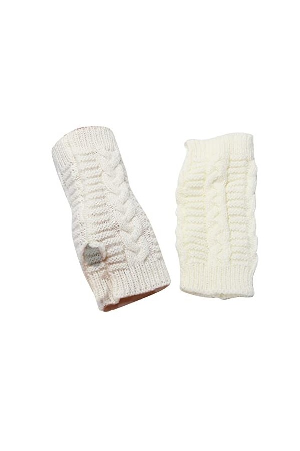 Mitaines dhiver chaudes en tricot pour femme - Moufles extensibles avec trou pour le pouce - Gants tricotés chauds pour lhi