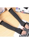 Gants sans Doigts pour Femmes,Mode Hiver Automne Rayure Poignet Bras Main Manchettes Femmes Hommes Tricoté Longs Gants sans D