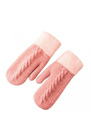 LOIJMK Moufles dhiver en tricot imitation flocon de neige doublées pour femme, Rose, taille unique