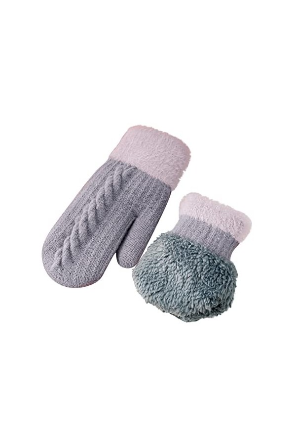 LOIJMK Moufles dhiver en tricot imitation flocon de neige doublées pour femme, Rose, taille unique