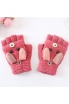 Clenp Mitaines Demi-Doigt Gants - Hiver Chaud Enfants Garçons Filles Dessin Animé Chien Flip Top Tricot Demi-Doigt Gants Mita