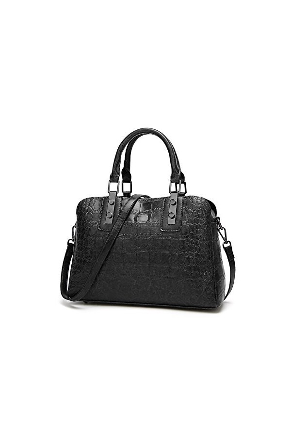 Coolives Sac a Main avec Bandoulière pour Femme Motif Crocodile Sac portés épaule Noir