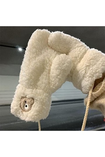 Gants pour temps froid 3D Cute Bear Gants dhiver à double couche pour femme Moufles en corde tressée épaisse en peluche ther