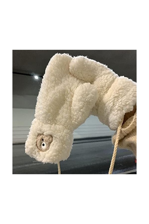 Gants pour temps froid 3D Cute Bear Gants dhiver à double couche pour femme Moufles en corde tressée épaisse en peluche ther