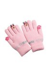 UnoSheng Oreilles de souris adultes gants polaire bébé hiver doigts moufles chaudes garçons ours tricotés gants de ski dessin