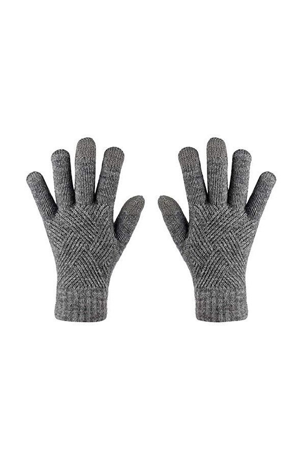 FGUUTYM Moufles pliantes Gants dhiver pour femmes avec tricot antidérapant Gants décran tactile, gris foncé, taille unique