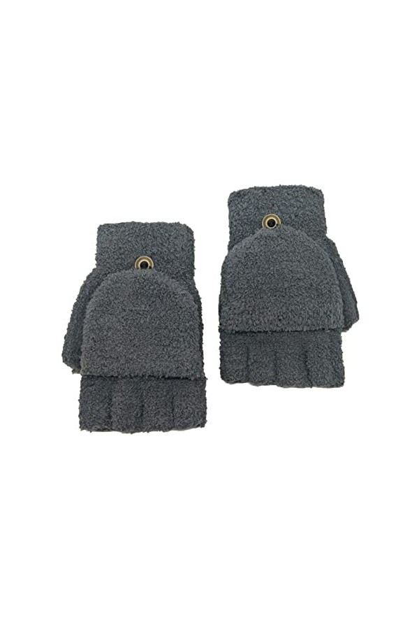 Guêtres de course pour homme en velours corail tricoté chaud convertible moufles à rabat sans doigts pour femme Gants dhiver