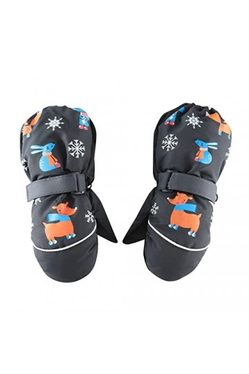 Gants en cuir pour femme - Rouge - Moufles - Garçon - Fille - Épais - Ski extérieur - Neige - Chaud - Enfants - Bébé - Écharp