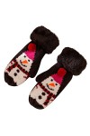 Luckywaqng Gants dhiver chauds avec motif de Noël en tricot et moufles épaississantes décontractées pour femme, Noir , taill