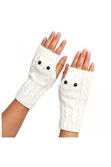 MKIUHNJ Moufles pour femme en tricot mi-doigts en tricot pour femme - Solide et décontracté - Moufles mignonnes à motif - Gan