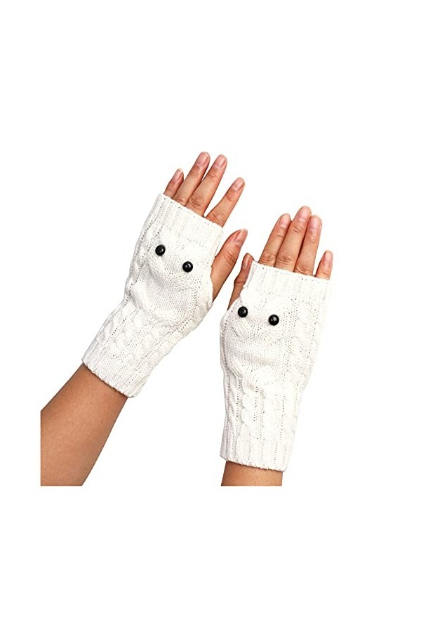 MKIUHNJ Moufles pour femme en tricot mi-doigts en tricot pour femme - Solide et décontracté - Moufles mignonnes à motif - Gan