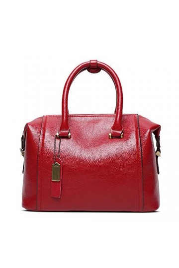 Coolives Sac à Main avec Bandoulière en Cuir PU pour Femme Boston Sac a épaule Vintage Chic Sac Elegant Sacs Rouge