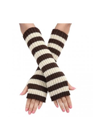 Mitaines longues et élastiques pour femme - Avec trou pour le pouce - Style punk gothique rock - Noir et blanc, café, taille 