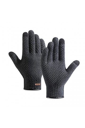 Moufles pour femme - Gants dhiver chauffants par temps froid - Couleur épaisse - Écran tactile - Hiver - Adulte - Tricot cha