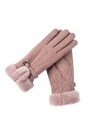 hahuha Gants mitaines tendance pour femme, gants chauds pour lextérieur, léquitation, la conduite avec nœud mignon, avec éc