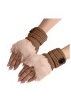 Chauffe-bras Manchettes tendance à manches longues Moufles Gants Femme Laine Chauffe-pouls Tricot Demi-doigts Mitaines Femme 