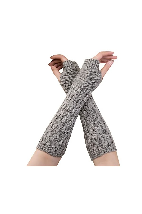 NIUREDLTD Gants dhiver tricotés dhiver sans doigts Gants dhiver tricotés sans doigts pour femmes Noir Long Jambe Chauffe-m