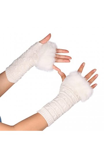 NIUREDLTD Mitaines pour femme - Noir - Accessoires en tricot - Gants tricotés - Hiver - Automne - Chauffe-mains Kawaii - Long