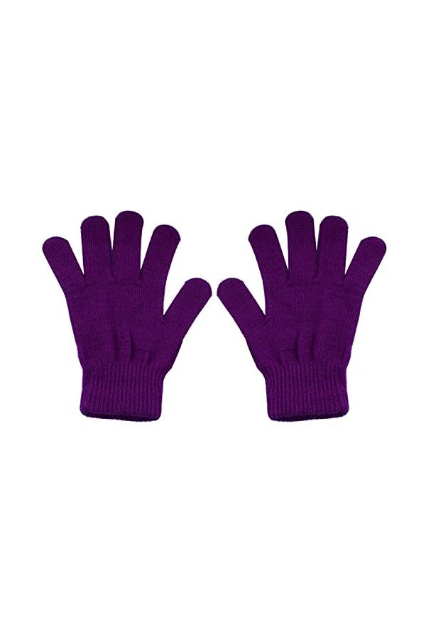 Gants chauds pour lextérieur - Moufles tricotées - Absorbant la transpiration - Élastique - Chaud - Simple - Rouge